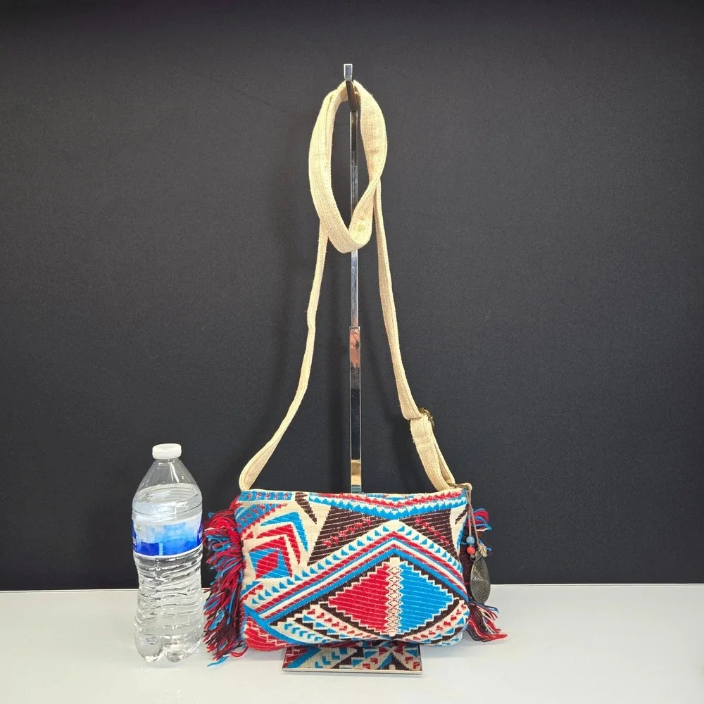 Catori Southwestern Crossbody Bag Aztec Fringe Boho Festival Tribal Woven Cotton